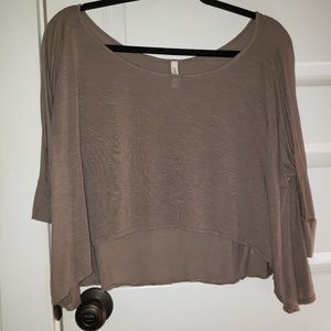 Gray asymmetrical flowy crop top